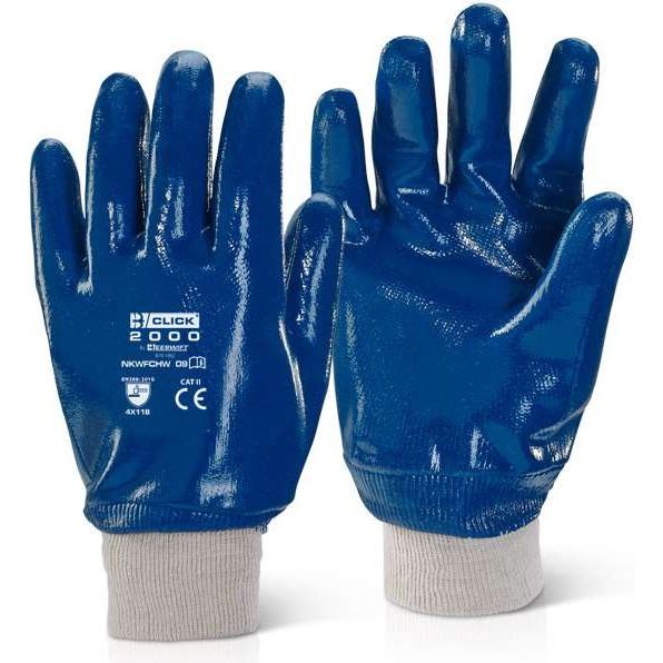 Beeswift Nitrile K/W F/C H/W Gloves Blue (Box 10)