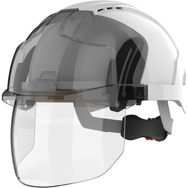 JSP EVO VISTAshield Safety Helmet with Integrated Faceshield - Vented (10 Pack) White/Black