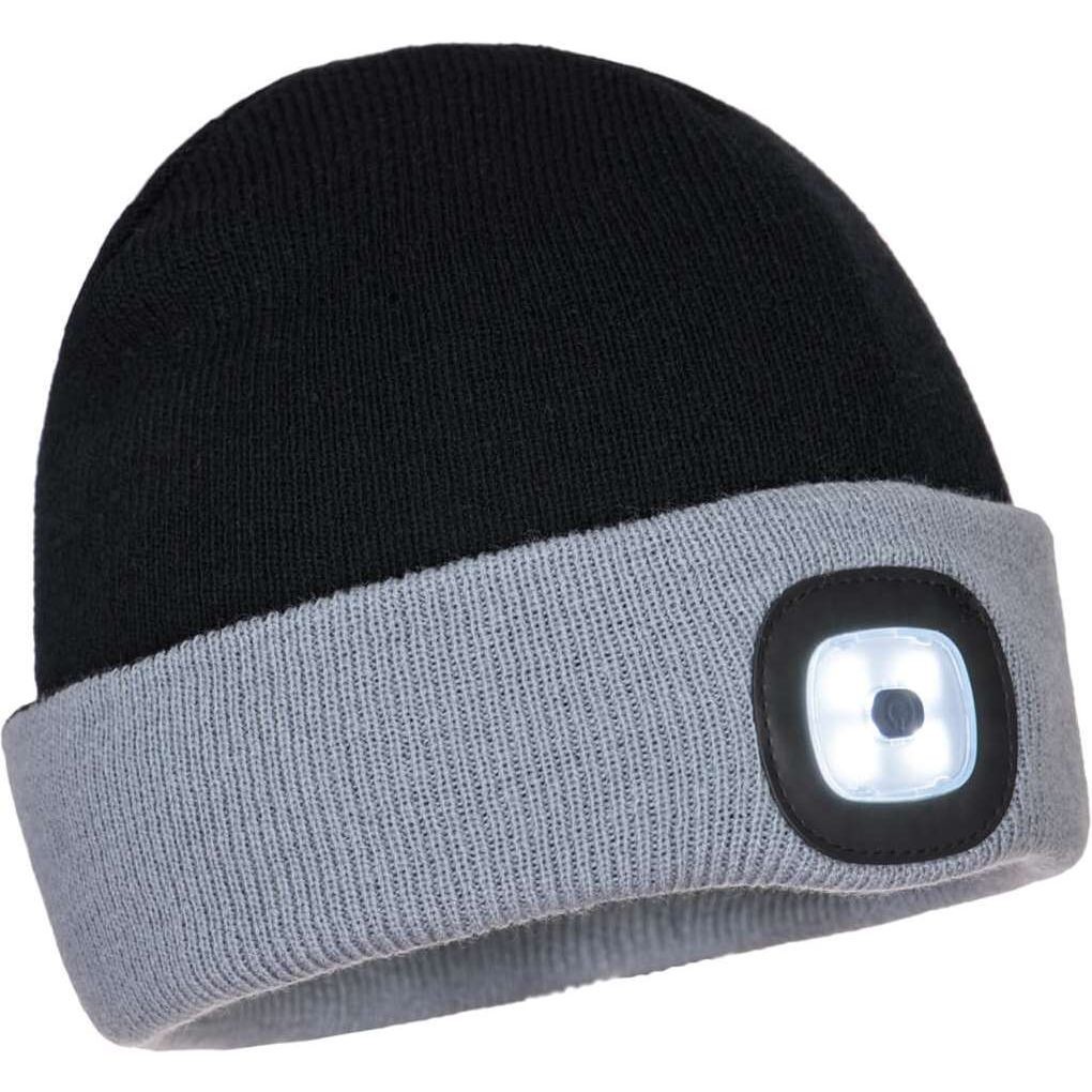 Black/Grey Two Tone LED Rechargeable Beanie - B034