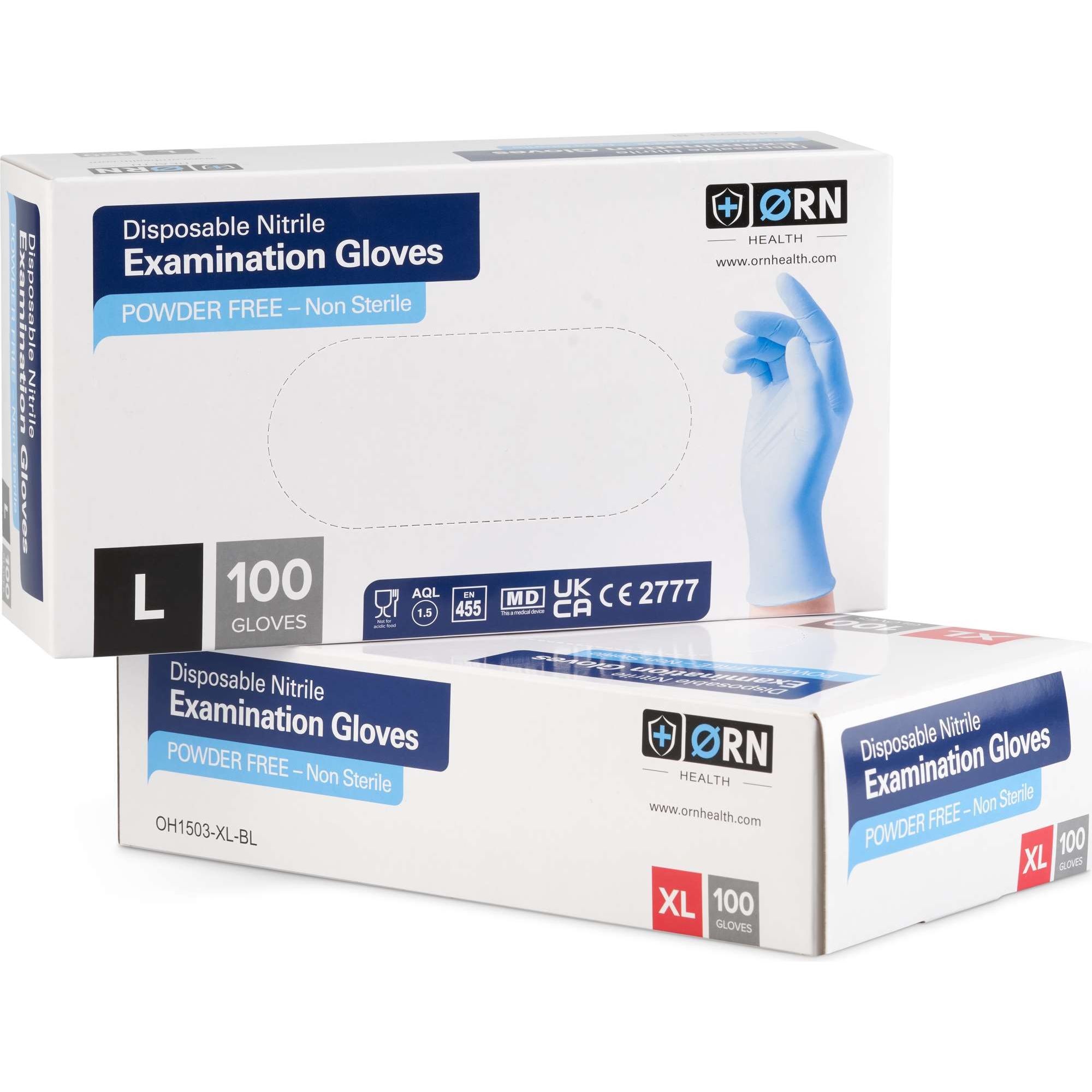 Disposable Nitrile POWDER FREE Examination Gloves (Box 100)