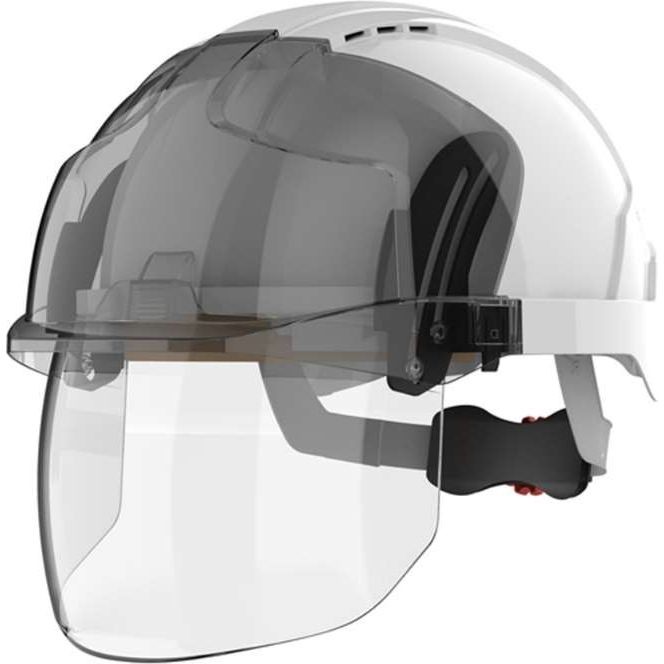 JSP EVO VISTAshield Safety Helmet with Integrated Faceshield - Vented White/Smoke