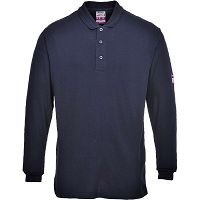 Flame Resistant Anti-Static Long Sleeve Navy Polo Shirt - FR10