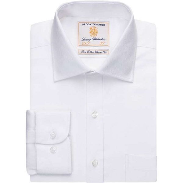 Brook Taverner Altare Single Cuff Long Sleeve Shirt Cotton Herringbone