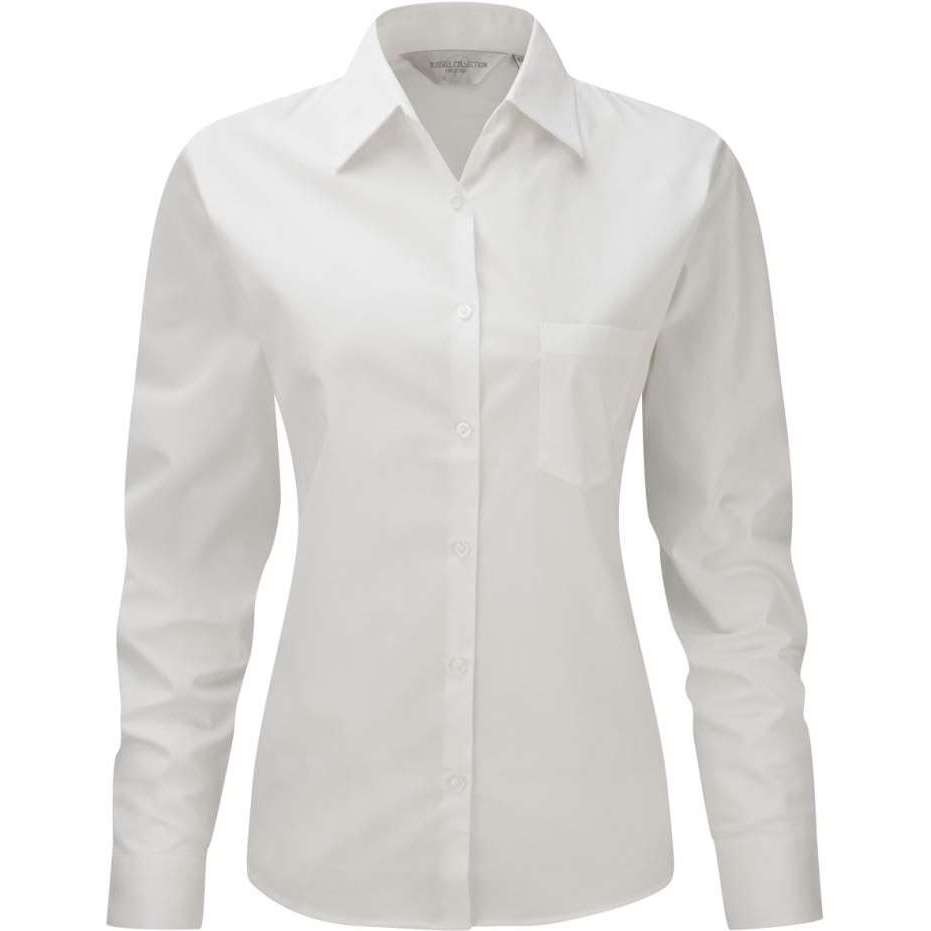 Russell Women's Long Sleeve Polycotton Easycare Fitted Poplin Shirt (924F)