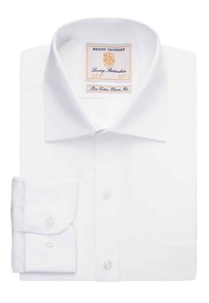 Brook Taverner Cheadle Single Cuff Long Sleeve Shirt Cotton Poplin