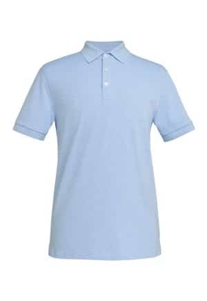 Brook Taverner Hampton Premium Cotton Polo in light blue, featuring short sleeves, a collared neckline, and three white buttons on the front, displayed against a plain white background. | Work & Wear DIrect