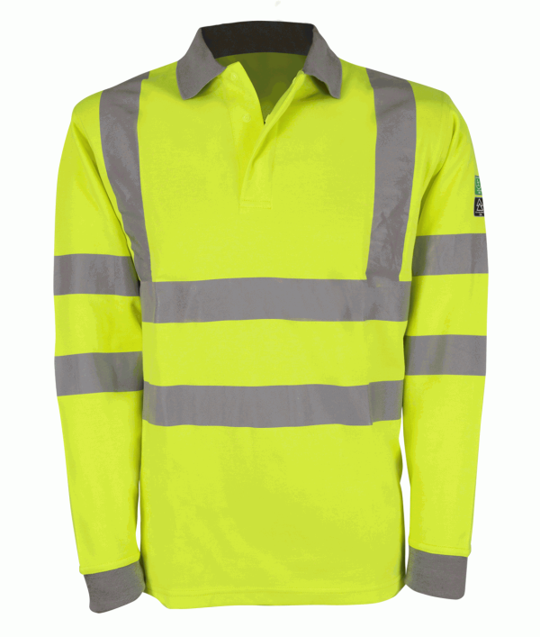 HERTZ: HI VIS YELLOW INHERENT FR ARC LONG SLEEVE POLO SHIRT