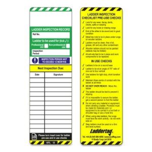 Scafftag Laddertag® Inserts (Pack of 10 Green & White one side & Yellow the other)