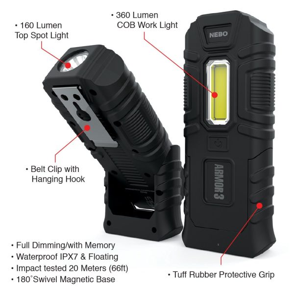 NEBO ARMOR 3 TOUGH IMPACT COB LED 360 Lumens - Image 6