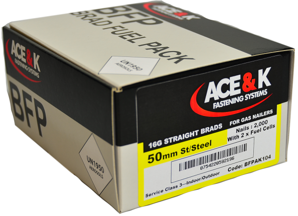 ACE & K STAINLESS STEEL STRAIGHT 16G 2nd Fix Nails + 2 Gas Cells fits IM65