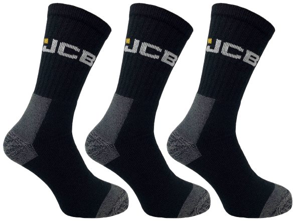 JCB High Protection Black Work Socks (3 Pack)