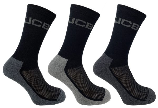 JCB Everyday Work Socks - Black/Grey (3 Pack) - Image 2
