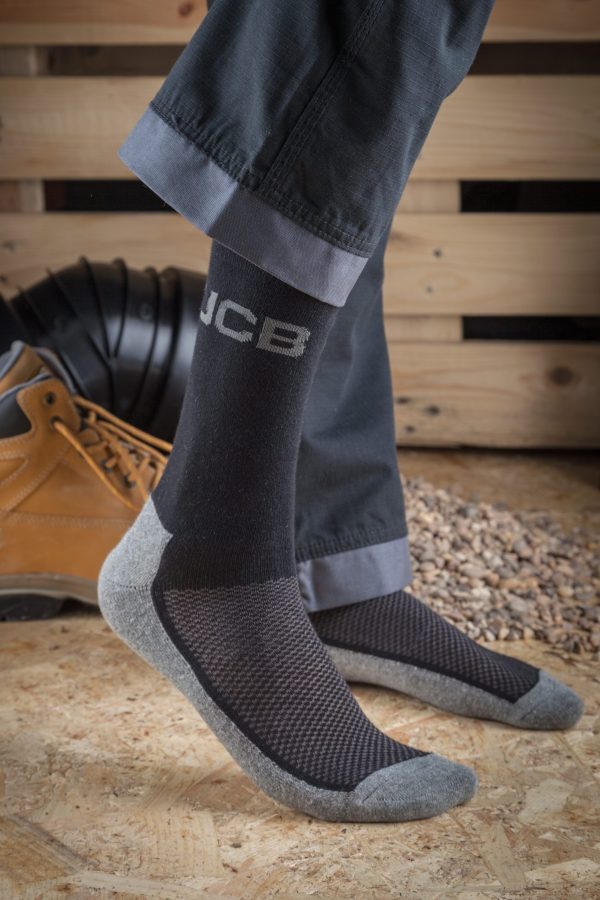 JCB Everyday Work Socks - Black/Grey (3 Pack) - Image 3
