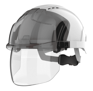 JSP EVO VISTAshield Safety Helmet with Integrated Faceshield - Vented White/Smoke
