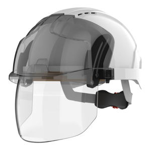 JSP EVO VISTAshield Safety Helmet with Integrated Faceshield - Vented White/Smoke