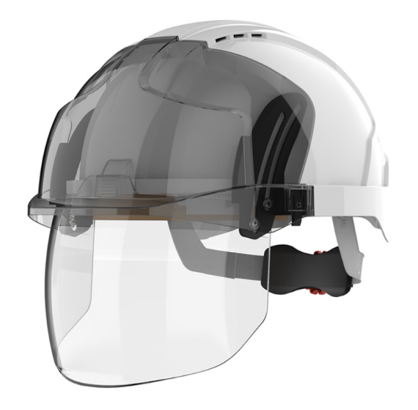 JSP EVO VISTAshield Safety Helmet with Integrated Faceshield - Vented White/Smoke