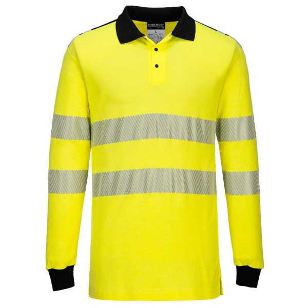 Flame Resistant Hi-Vis Polo Shirt Yellow/Black - FR702 - Image 2