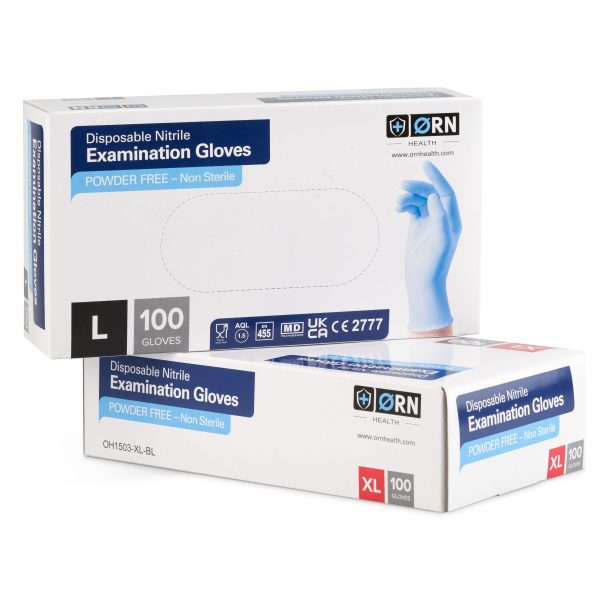 Disposable Nitrile POWDER FREE Examination Gloves (Box 100) - Image 2