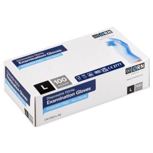 Disposable Nitrile POWDER FREE Examination Gloves (Box 100)