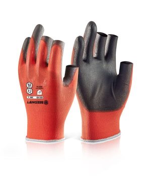 PU COATED 3 FINGERLESS GLOVE (Pack of 10)