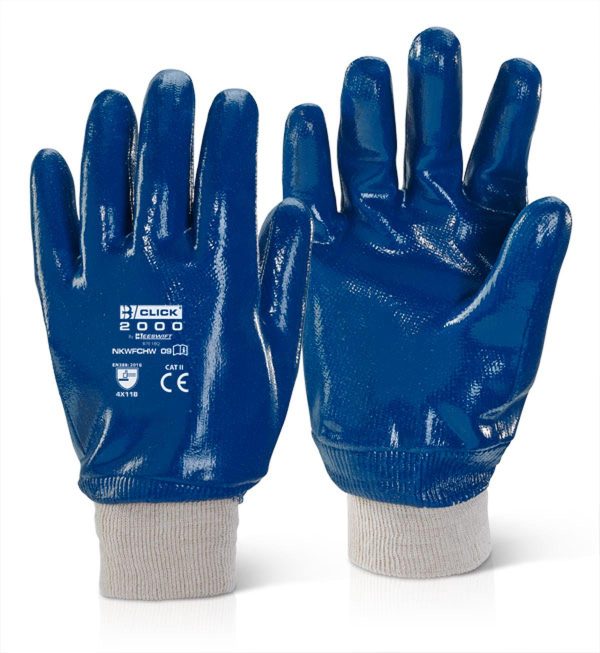 Beeswift Nitrile K/W F/C H/W Gloves Blue (Box 10)