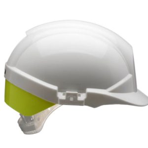 White Centurion Reflex Safety Helmet C/W Yellow Rear Flash