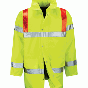 Hi Vis Tor 3/4 Length Jacket With Red Braces