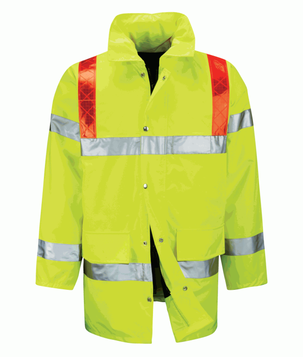 Hi Vis Tor 3/4 Length Jacket With Red Braces