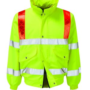 Hi Vis Foil Bomber Jacket With Red Braces