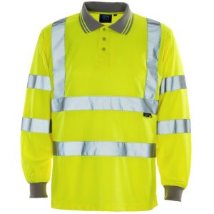 Hi Vis Yellow Long Sleeve Polo Shirt