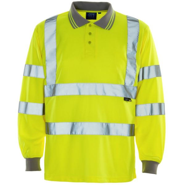 Hi Vis Yellow Long Sleeve Polo Shirt