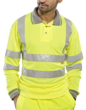 Hi Vis Yellow Long Sleeve Polo Shirt (BSeen)