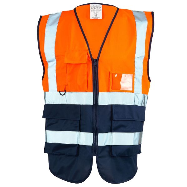 Class 1 Superior Waistcoat Orange/Navy - Image 2