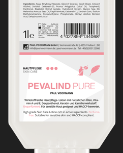 Pevalind Pure Hand Lotion 1L (Case of 6)