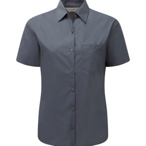 Russell Women's Cap Sleeve Polycotton Easycare Fitted Poplin Shirt (925F)