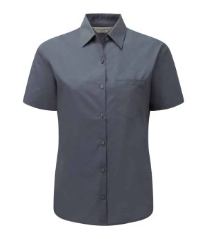 Russell Women's Cap Sleeve Polycotton Easycare Fitted Poplin Shirt (925F)