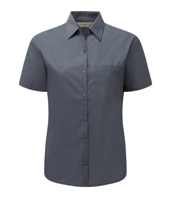 Russell Women's Cap Sleeve Polycotton Easycare Fitted Poplin Shirt (925F)