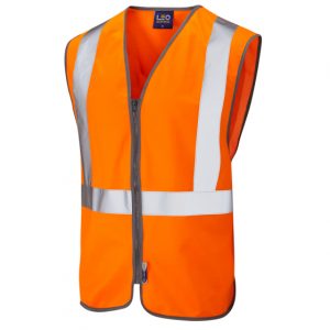 LEO Eggesford ISO 20471 Class 2 Railway Zip Waistcoat Orange