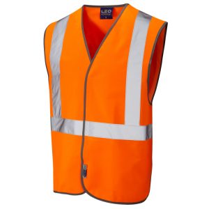 LEO Lapford ISO 20471 Class 2 Railway Velcro Waistcoat Orange