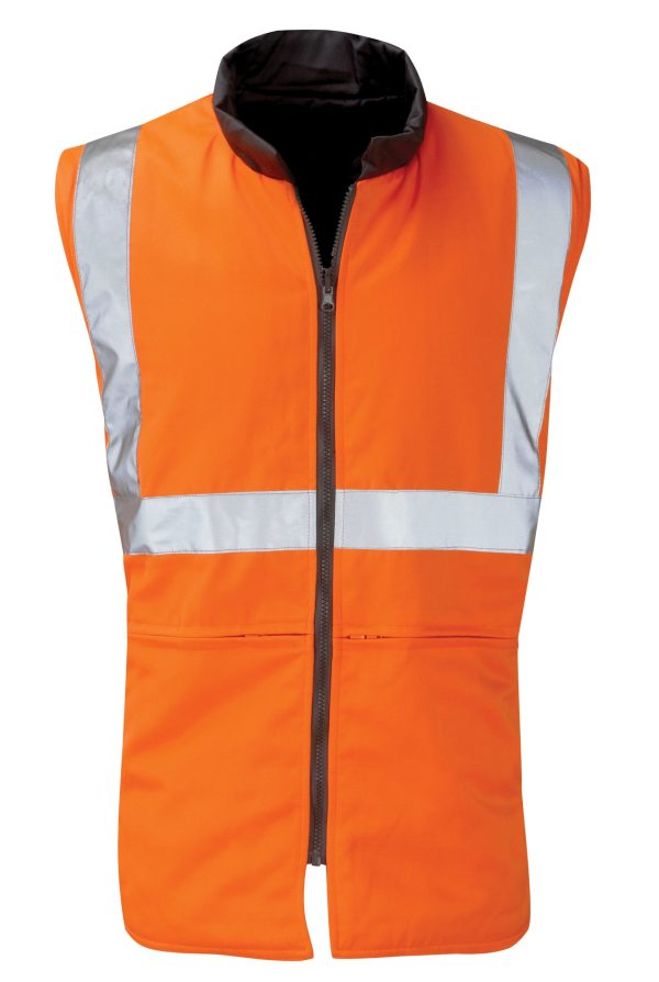 Hi Vis Trooper Orange Rail Spec Reversible Body Warmer (Pro Rail Black Knight)