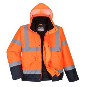 Hi Vis Two Tone Bomber Jacket - S266 Orange/Navy