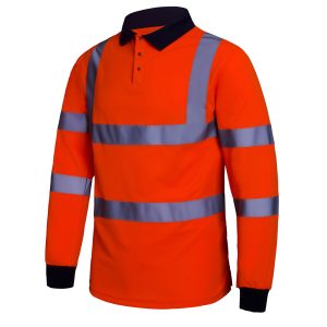 Hi Vis Rail Spec Long Sleeve Polo (Aqua)