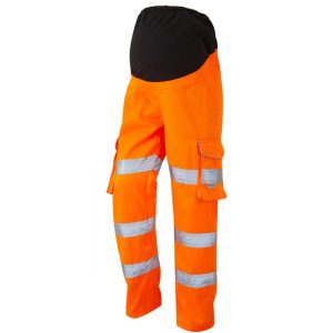 Verity ISO 20471 Class 2 Poly/Cotton Women's Maternity Cargo Trouser Orange