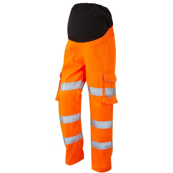 Verity ISO 20471 Class 2 Poly/Cotton Women's Maternity Cargo Trouser Orange