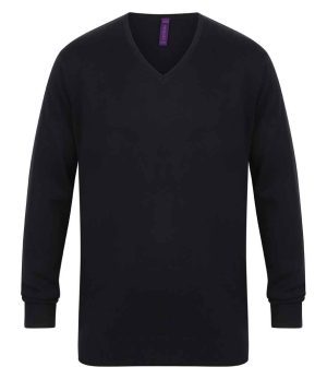 Henbury Lightweight Cotton Acrylic V Neck Sweater (H720)