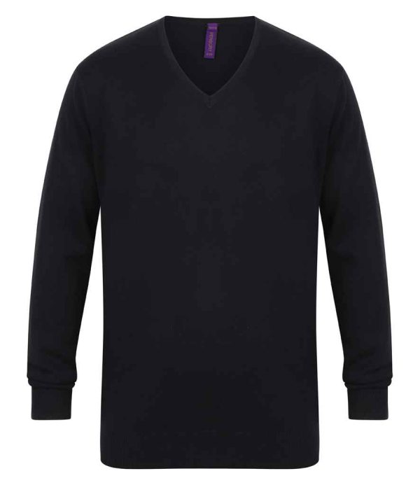 Henbury Lightweight Cotton Acrylic V Neck Sweater (H720)
