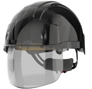 JSP EVO VISTAshield Safety Helmet with Integrated Faceshield - Vented Black/Smoke