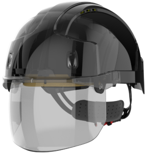 JSP EVO VISTAshield Safety Helmet with Integrated Faceshield - Vented Black/Smoke