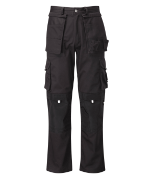 PRO TROUSER utility work trousers in black, featuring multiple pockets and reinforced knees, photographed against a white background. | Work & Wear DIrect