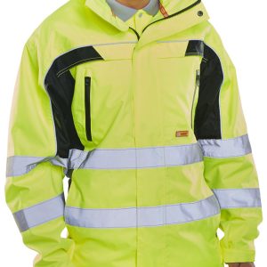 Hi Vis Contrast Waterproof Jacket Saturn Yellow (BD80S)